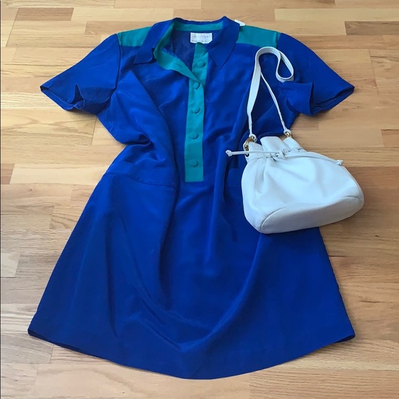 Adrianna Papell Dresses & Skirts - 📍FINAL SALE📍Silk colorblock 💙💚Vintage